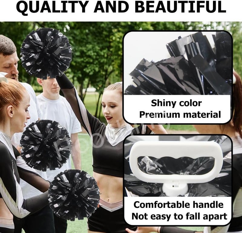 Hooshing 4PCS Pom Poms Cheerleading with Finger-Friendly Handle for Cheering Squad & Dance Team - Image 3